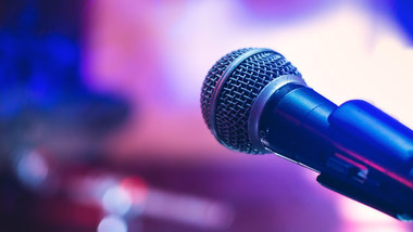 microphone with blurred lights